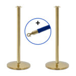 Set theaterpalen RVS met messing coating inclusief velours koord